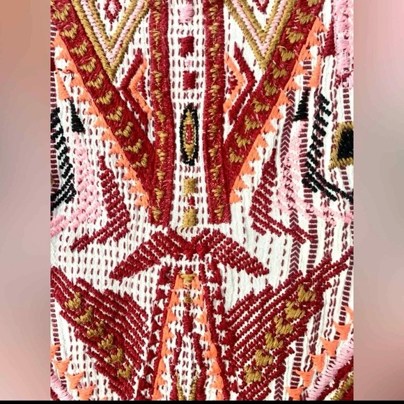 Anthropologie Dolan Left Coast Colorful Embroidered Babydoll Top. Size M - Picture 8 of 12